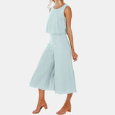 2-teiliges Set aus bauchfreiem Top und Hose mit weitem Bein